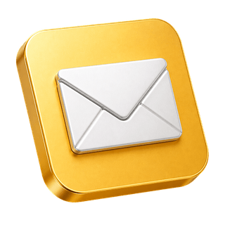 Icono 3D decorativo de un sobre de correo mostrado en la página de contacto