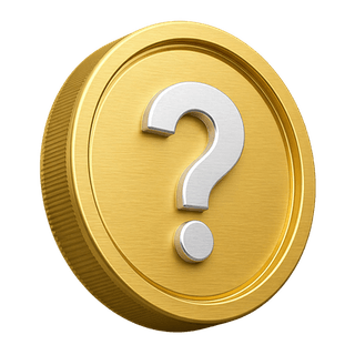 Moneda decorativa de oro 3D con un signo de interrogación ubicada en la página de preguntas frecuentes